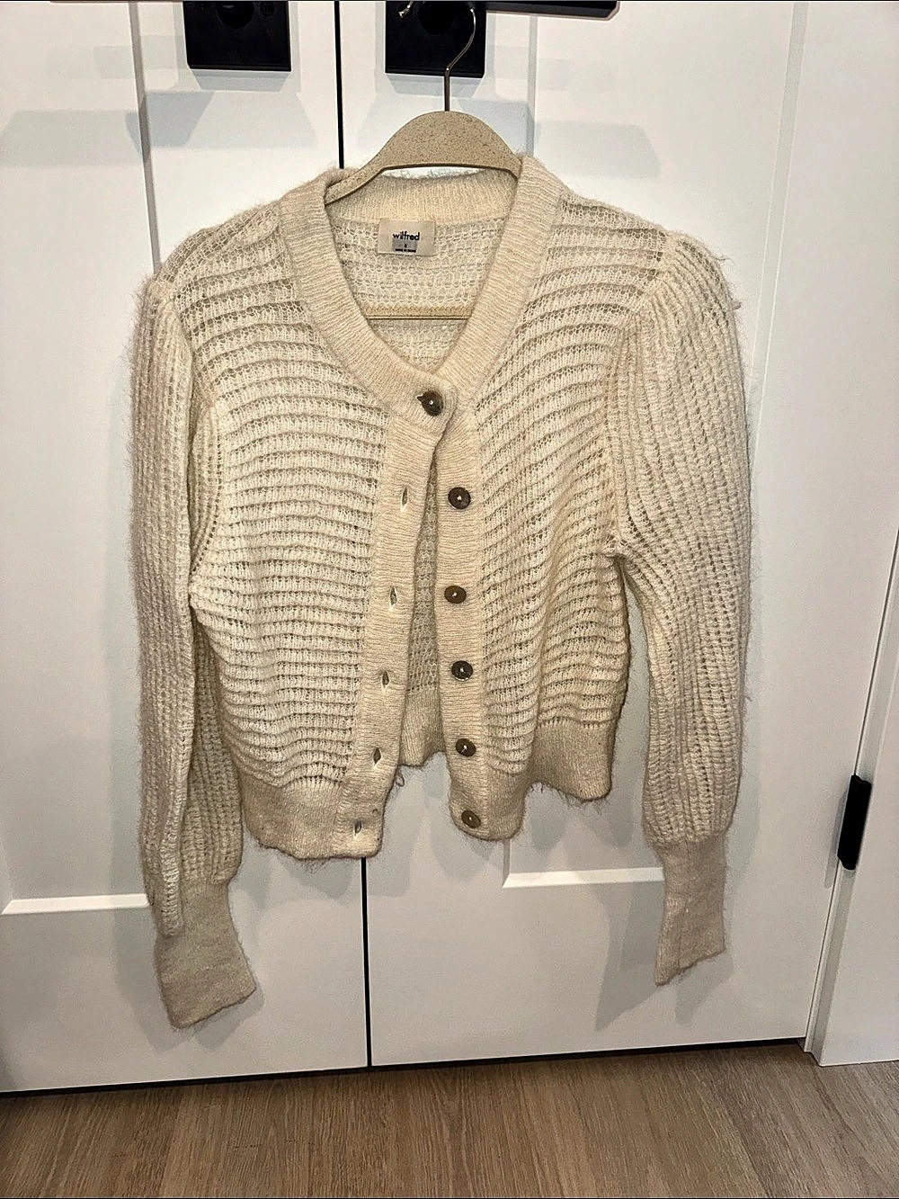 Wilfred Cream Knit Cardigan Size Small